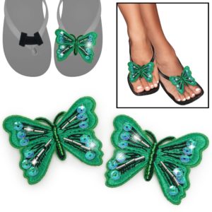 Flipping-Bling-flip-flops-women-green-butterfly-butterflies