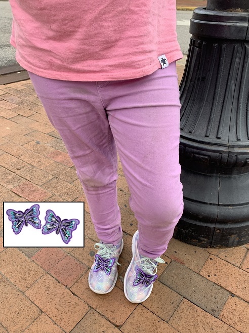 Butterfly Bling Little Girls Purple Sneakers